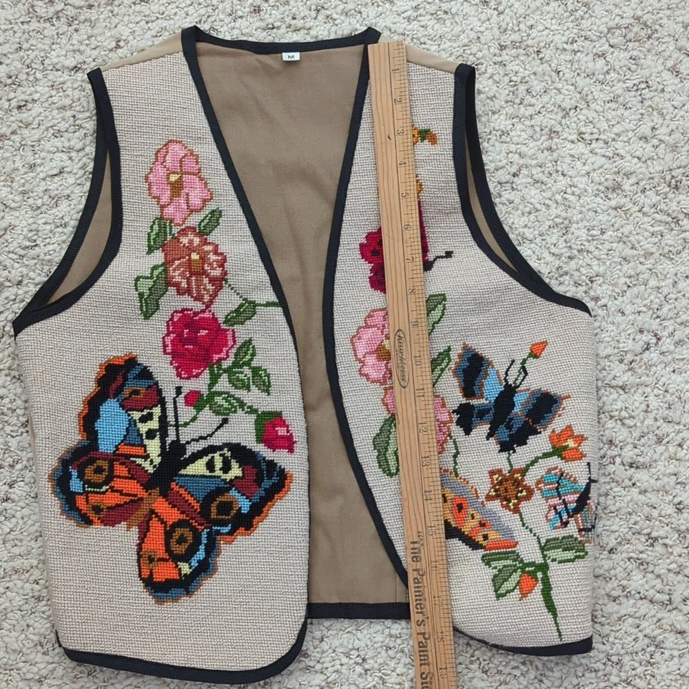 Vintage Floral Needlepoint Vest - Picture 6 of 9